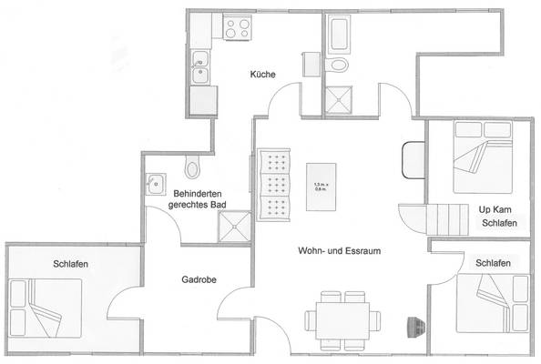 Grundriss der Ferienwohnung Bauernhaus auf dem Ferienhof Epker im Münsterland Grundriss der Ferienwohnung Bauernhaus auf dem Ferienhof Epker im Münsterland